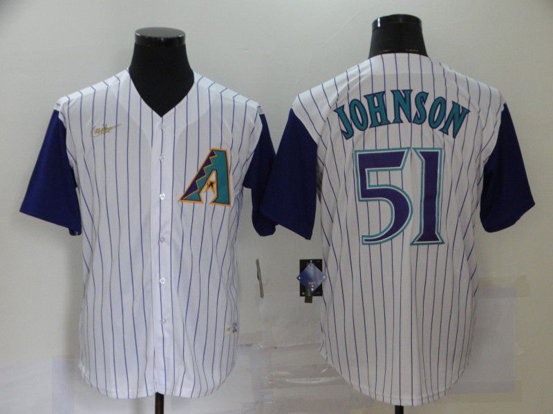 Men Arizona Diamondback 51 Johnson White Nike Game MLB Jerseys